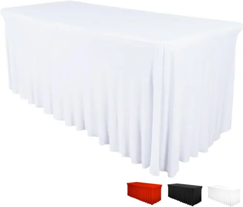 Vista 11 de Falda de mesa para mesas rectangulares de 6 pies – Fundas de mesa de elastano para mesa estándar de 6 pies – Mantel elástico ajustable de una pieza