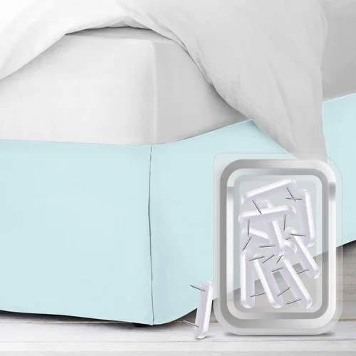 Vista 10 de Faldón de cama con 8 seguros, antipolvo, para cama tamaño queen. Faldones de microfibra con caída de 36 cm (14 pulgadas). Gris carbón
