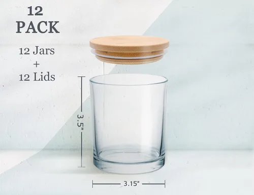 Vista 2 de Aroparc Tarros de velas a granel con tapas, 12 frascos de 10 onzas para hacer velas, transparentes aptos para lavavajillas