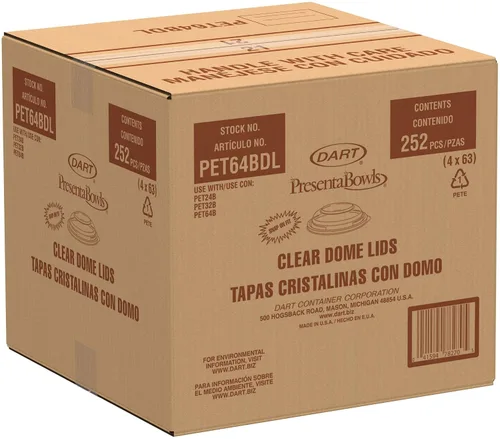 Vista 4 de Dart PET64BDL Tapa de plástico transparente PET para 24-64 onzas (caja de 252)
