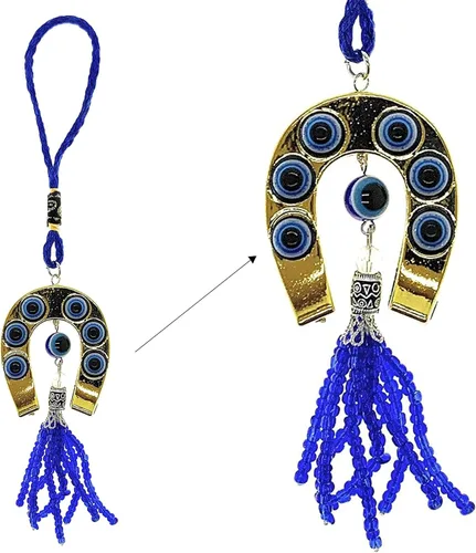Vista 11 de LUCKBOOSTIUM Llavero de elefante de ojo malvado con borla de cuentas azules, dije decorativo para auto de mal de ojo y accesorio para colgar