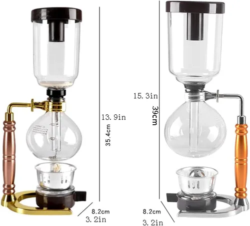Vista 2 de JITEM Cafetera Syphon Cafetera de estilo japonés al vacío de vidrio sifón percoladores 3-5 tazas de vidrio de mesa de sifón cafetera para café o té