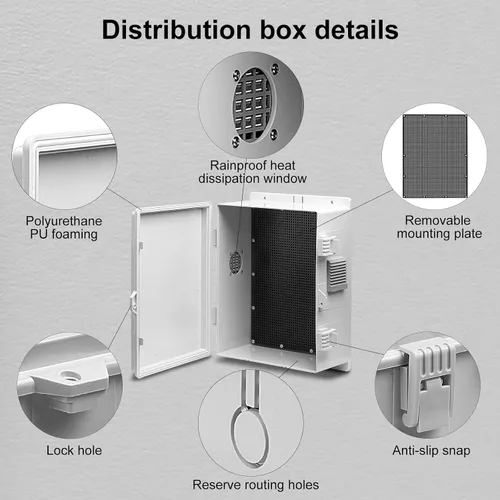 Vista 4 de Namunanee - Caja de conexiones eléctricas para exterior, recinto resistente al agua de ABS con panel de montaje interno y tapa con bisagras, 9.2" H