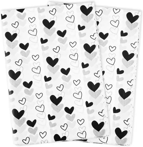 Vista 8 de MR FIVE 30 hojas de 20 x 28 pulgadas, color blanco con corazón rosa metálico a granel, papel de seda de corazones para bolsas de regalo, cumpleaños