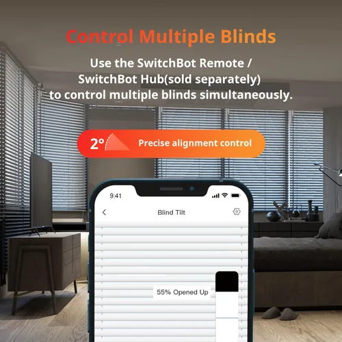 Vista 5 de SwitchBot Persianas con motor de inclinación motorizadas - Persianas eléctricas inteligentes con control remoto Bluetooth, alimentadas por energía