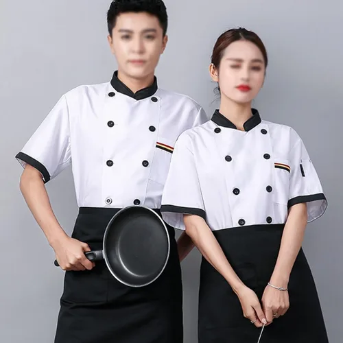 Vista 3 de Chef Coat Short Sleeve for Men, Womens Unisex Chef Shirt Buttons Classic Shirt Food Service Jacket