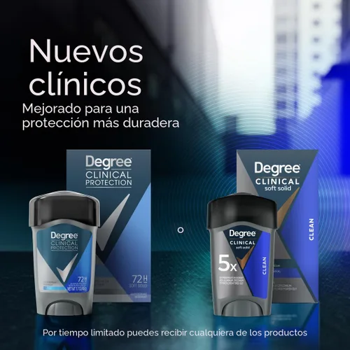 Vista 6 de Degree Desodorante Antitranspirante para Hombres Clean Protección de 72 Horas contra Sudor y Olor Antitranspirante de Fuerza de Prescripción