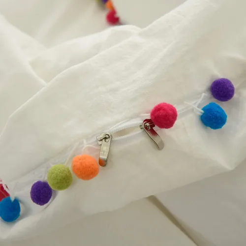 Vista 6 de Softta Grils - Juego de cama con pompones y volantes