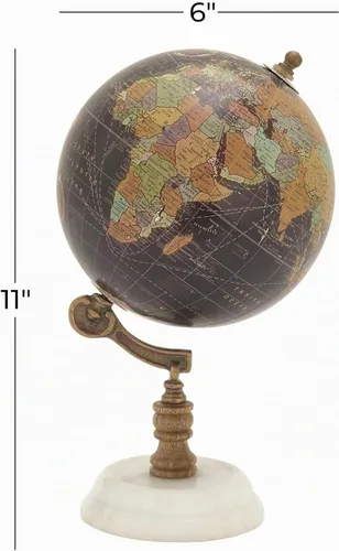 Vista 6 de Deco 79 Globo de mármol con base de mármol, 7 x 7 x 11 pulgadas, negro