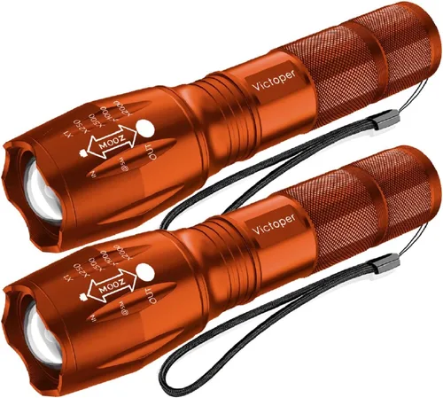 Vista 19 de Victoper Linternas LED azules, linterna táctica recargable de alto lumen y superbrillante, 5 modos, enfoque ajustable, impermeable, luces de flash