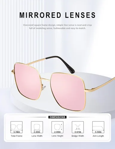 Vista 3 de HENGOSEN Square Sunglasses for Women and Men, Oversized Sun Glasses with 100% UV Protection