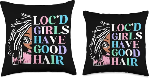 Vista 3 de Locs Afro Dreadlocks Love Beauty Hair Loc'd Good Hair Black American African Girl Throw Pillow, 16x16, Multicolor