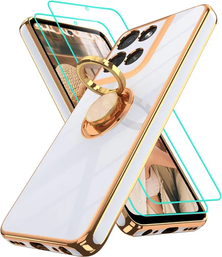 Vista 85 de Funda para Motorola Moto G 5G 2024: Funda Moto G Play 5G 2024 con 2 piezas de protectores de pantalla, soporte de anillo de rotación de 360°