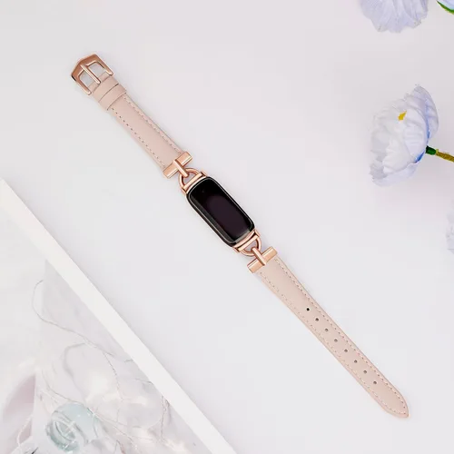 Vista 5 de Correas de cuero compatibles con Fitbit Inspire 3, correas de reloj de repuesto en forma de D, pulsera suave para Fitbit Inspire 3 Fitness Tracker