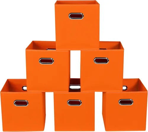 Vista 13 de Yunkeeeper - Contenedores de almacenamiento, cubos organizadores de tela con asa, cubos plegables para almacenamiento de tela o accesorios, 11 x 11