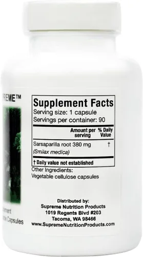 Vista 2 de Supreme Nutrition Smilax Supreme, 90 cápsulas vegetarianas puras de zarzaparrilla