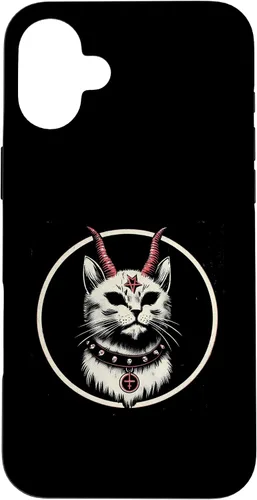 Vista 23 de Funda para iPhone 17 de Baphomet Satánico Oculto de Gato del Diablo
