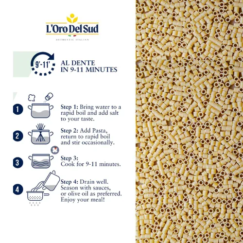 Vista 6 de L'Oro Del Sud Pasta orgánica para codos, pasta de trigo duro, 16 onzas, paquete de 4 Pasta italiana de codo prémium hecha de 100% trigo duro, sin