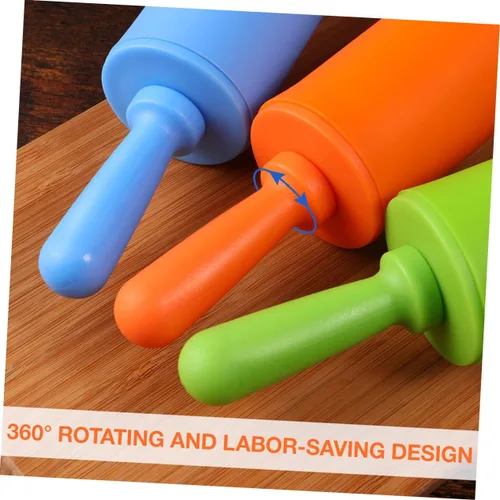 Vista 4 de STOBOK Mini rodillos para niños, herramientas de masa para el hogar, cocina, niños, paquete de 3 (color al azar)