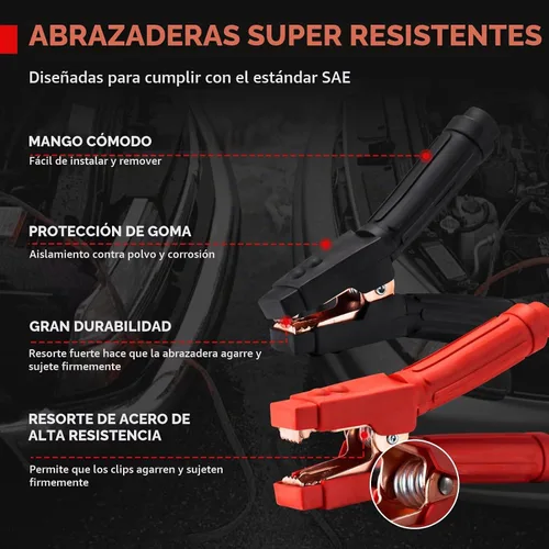 Vista 4 de FIERYRED Cables de puente de conexión rápida de calibre 0 de 30 pies, cables de refuerzo resistentes de 1200 A con bolsa de viaje, cable de arranque