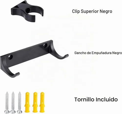 Vista 2 de Soporte de pared para sable de luz horizontal, soporte de gancho para sable de luz, compatible con cualquier sable de luz, color negro, paquete de 1