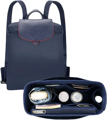 Vista 3 de D.DUO Organizador de mochila, organizador de bolso, organizador de bolsa de fieltro con múltiples bolsillos para Longchamp Le Pliage (gris)