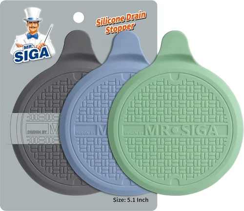 Vista 8 de MR.SIGA Tapón de silicona para bañera, tapón de drenaje para ducha, fregadero, 5.1 pulgadas de diámetro, negro, paquete de 3