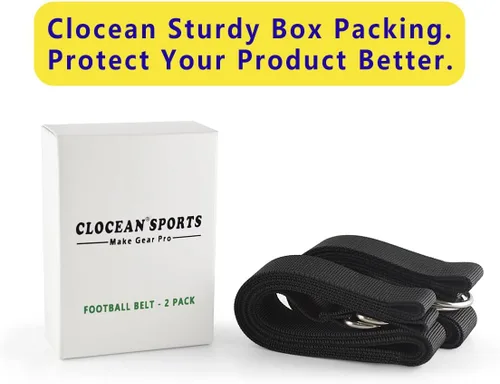 Vista 2 de Cinturón de fútbol web con dos anillos en D de acero inoxidable de 52 pies, cinturón para hombres, mujeres, niños, jóvenes, niños y niñas