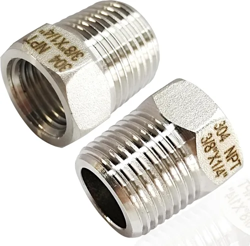 Vista 9 de 2 piezas de buje hexagonal reductor de acero inoxidable 304, NPT macho de 1/2" a NPT hembra de 1/4" (1/2"MNPT - 1/4"FNPT) accesorio de tubería buje