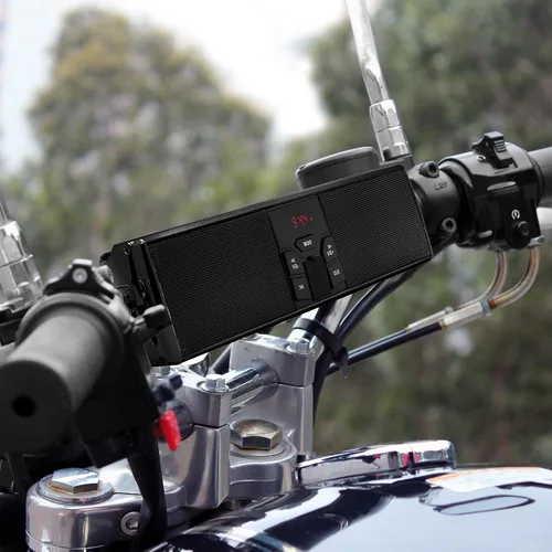 Vista 2 de GoHawk Altavoces Bluetooth para motocicleta, altavoces impermeables con luces LED, montaje ajustable de 360°, radio FM y entrada AUX para Harley