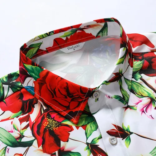 Vista 4 de SheLucki - Camisa hawaiana para hombre, unisex, estilo informal, manga corta, con botones y estampado de sombra de palmeras, para el verano