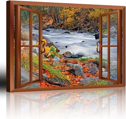 Vista 45 de Cuadro decorativo con diseño de ventana moderna blanca con vista, de la marca Wall26®