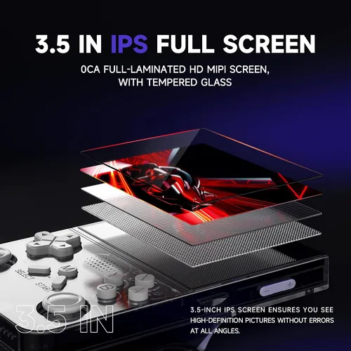 Vista 2 de R40 - Consola de juegos portátil retro - Sistema de código abierto, pantalla IPS de 3.5 pulgadas, más de 18.000 juegos clásicos, tarjeta TF de 128