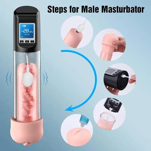 Vista 4 de Bomba de Pene Eléctrica y Vibradora al Vacío - 6 Intensidades de Succión y 9 Intensidades de Vibración con Bolsillo de Muñeca, Bomba de Extensión
