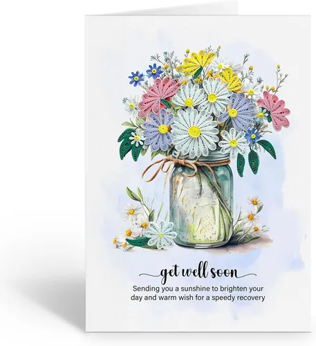 Vista 5 de Tarjeta de felicitación Get Well Soon, tarjeta de flores para recuperarse pronto, tarjeta de recuperación rápida, tarjeta de sentirse mejor, tarjeta