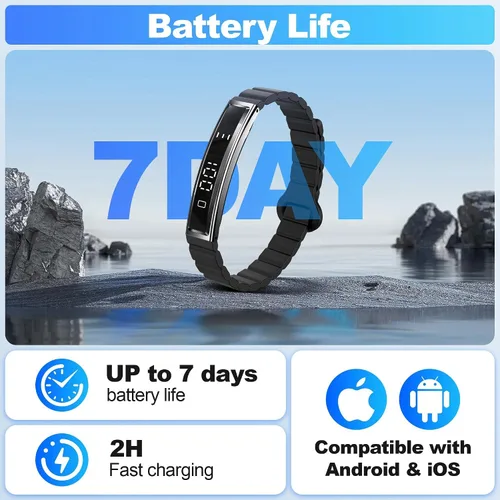 Vista 6 de Pulsera inteligente para mujer, rastreador de actividad de salud, frecuencia cardíaca 24/7, oxígeno en sangre y monitor de estrés, monitor de sueño