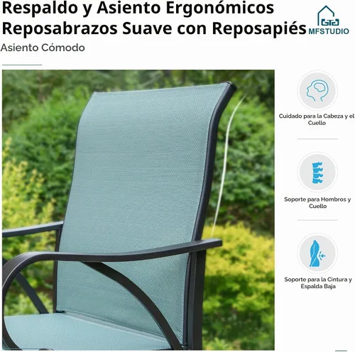 Vista 4 de MFSTUDIO - Juego de 4 taburetes giratorios para exteriores, color azul turquesa