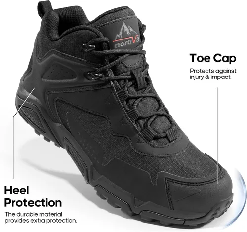 Vista 4 de NORTIV 8 Botas de senderismo impermeables para hombre, ligeras, a medio tobillo, botas de senderismo para exteriores