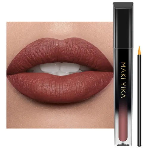 Vista 45 de MAKI YIKA Juego de 3 lápices labiales líquidos mate, color negro y rojo Negro/Rojo Oscuro/Desnudo