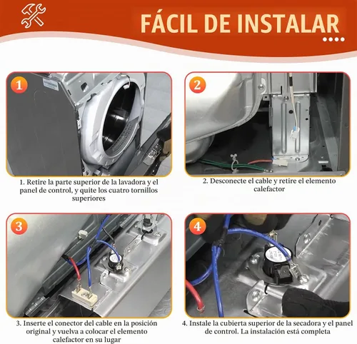 Vista 6 de DC97-14486A Reemplazo del elemento calefactor para secadora Samsung dv40j3000ew/a2 dv45h7000ew/a2 dv42h5000ew/a3 dv42h5200ep/a3 dv42h5200ew/a3