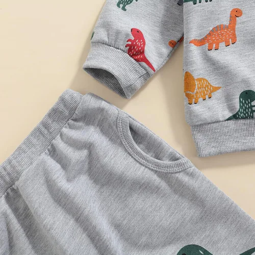 Vista 6 de Ropa de bebé recién nacido diseño de animal de dinosaurio género neutral de manga larga para otoño e invierno
