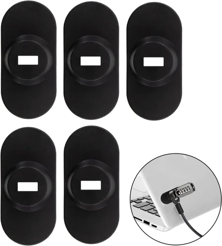 Vista 8 de Paquete de 3 placas de seguridad antirrobo autoadhesivas para cables para bloquear laptops, Mac Book, tabletas, iPad u otra computadora