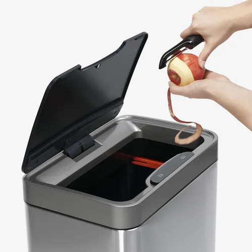Vista 4 de Mbillion - Cubo de basura automático sin contacto de 15 galones con sensor de movimiento, cubos de basura inteligentes de acero inoxidable con tapa