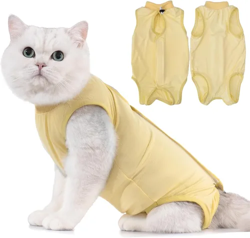 Vista 22 de Avont Traje de recuperación para gatos – Mameluco de gatito para gatos después de la cirugía, traje quirúrgico de esterilización alternativo al cono
