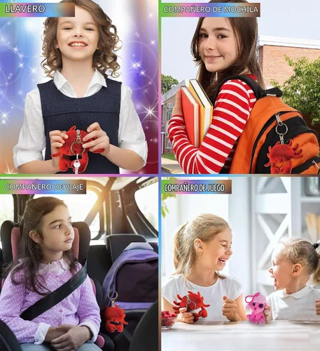 Vista 3 de Puzzled Llavero de peluche de cangrejo rojo, juguete de animal suave con dije de cangrejo de la vida oceánica, bonito accesorio de juguete