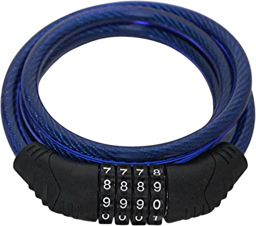 Vista 4 de Candado de bicicleta de combinación de acero flexible de 4 pies con mecanismo de autoajuste, 0.315 pulgadas de grosor con cubierta de PVC, código
