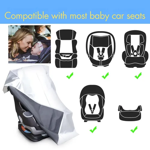 Vista 5 de Funda de parasol para asiento de automóvil para bebé con bolsa de almacenamiento gratuita incluida, protector de calor para asiento de automóvil