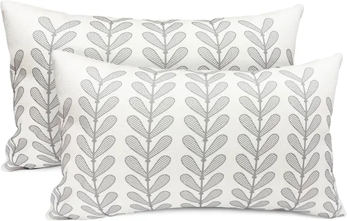 Vista 52 de Juego de 2 fundas de almohada decorativas negras boho 16x16 pulgadas, fundas de almohada de lino modernas estilo bohemia campestre para exteriores