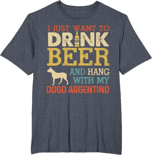 Vista 20 de Dogo Argentino - Camiseta vintage divertida para colgar con perro, Negro
