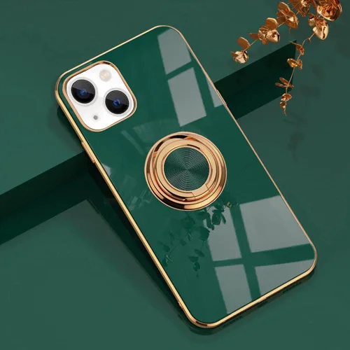 Vista 35 de Compatible con iPhone 11 Kickstand, anillo de rotación de 360 grados integrado con borde de oro rosa brillante que funciona con soporte magnético